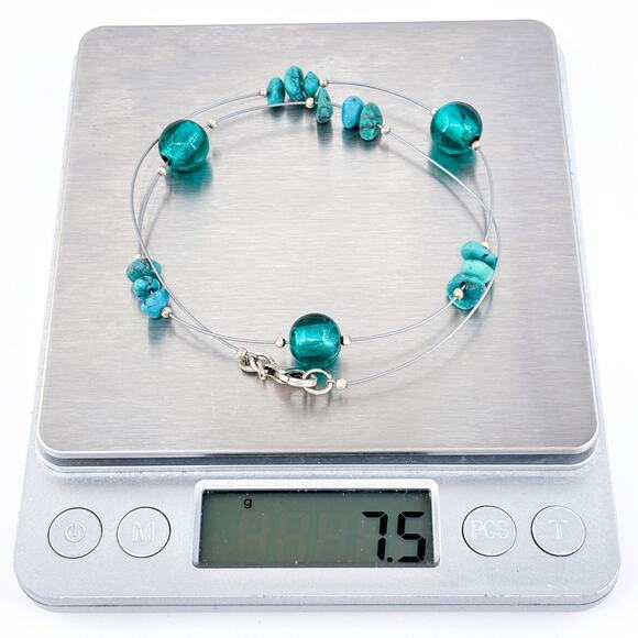 Vintage Silpada Sterling Silver 925 Turquoise Glass Bead Necklace 16" N2353 - Picture 4 of 4